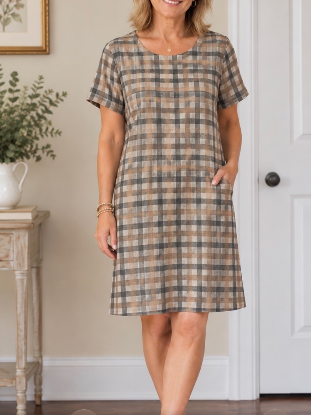 . Jill Women’s Plaid Shift Dress | Size L
